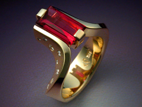 Pink Tourmaline & Diamond Ring