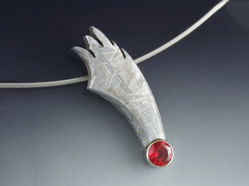 Red Sapphire & Meteorite Shooting Star Pendant