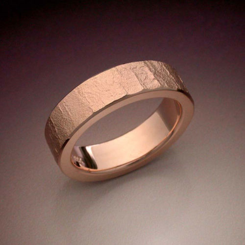 Textured 14k Rose Gold Wedding Band