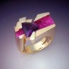 Unique Ring with Amethyst & Pink Druse