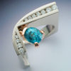 White & Rose Gold Ring with Blue Zircon & Diamonds