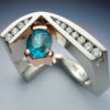 White & Rose Gold Ring with Blue Zircon & Diamonds