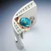 White & Rose Gold Ring with Blue Zircon & Diamonds