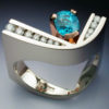 White & Rose Gold Ring with Blue Zircon & Diamonds