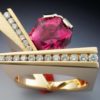 Yellow & White Gold, Pink Tourmaline, & Diamond ring