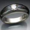 14k White Gold Ring with Huckitta Meteorite & Diamond