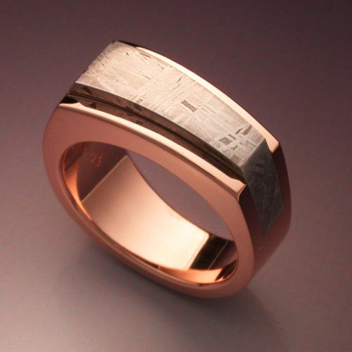 14k Rose Gold Ring With Gibeon Meteorite
