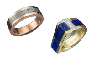 14k Rose Gold Ring and Gold Ring Lapiz with Diamond