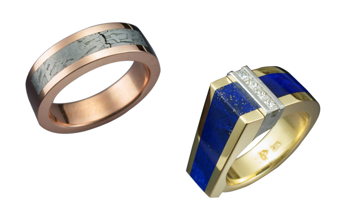 14k Rose Gold Ring and Gold Ring Lapiz with Diamond
