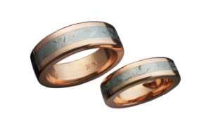 14k Rose Gold Ring with Tambo Meteorite Inlay