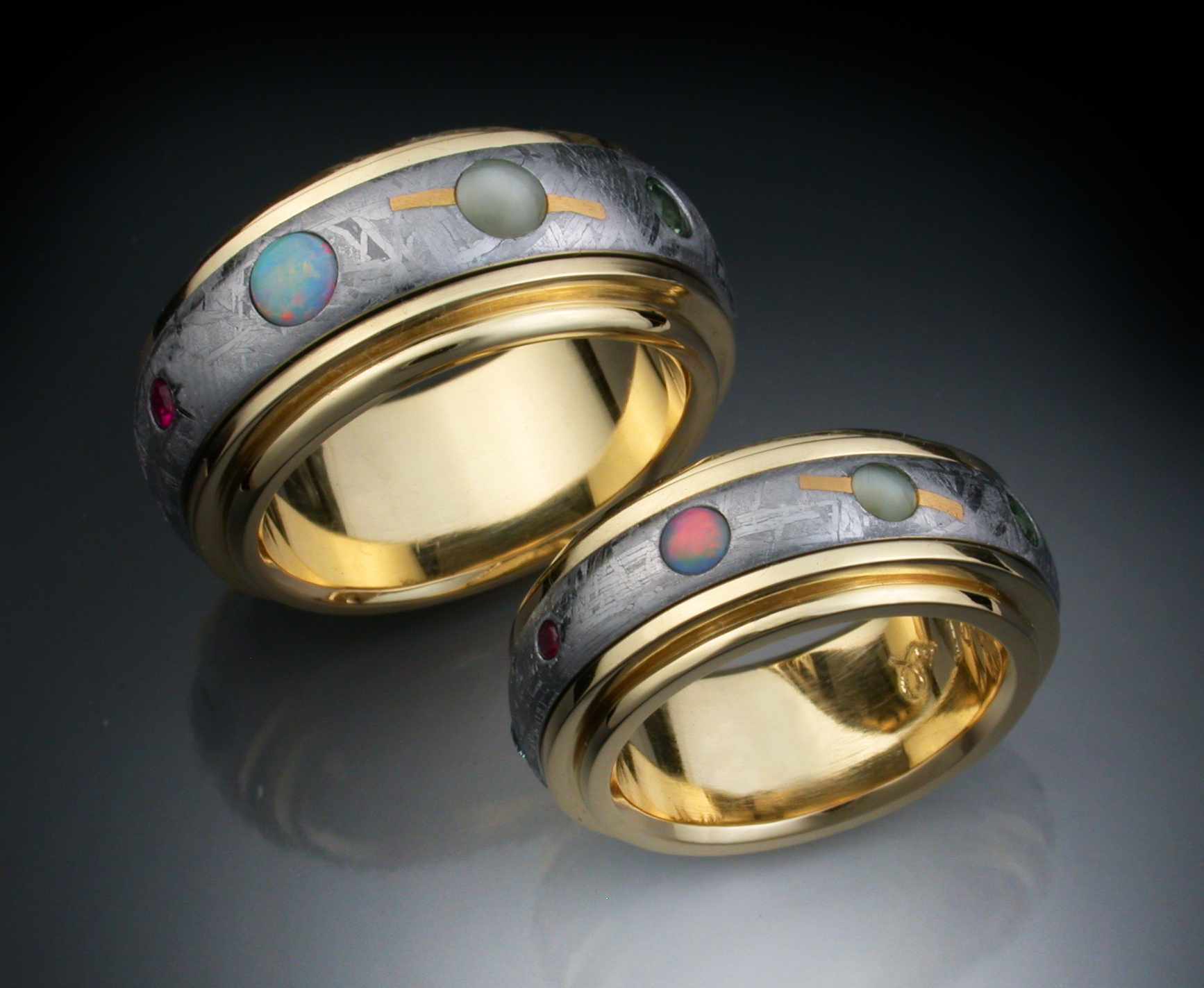 18k Gold Nine Planets Ring With Meteorite Gemstones | lupon.gov.ph